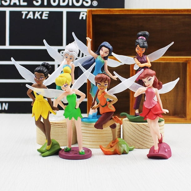 Tinkerbell - Figuras de PVC para niñas 7pcs / set Mini Figuras de acción Disney Flower Fairy Elf Regalo para niños zhangmengya LED