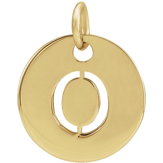 Precious Stars Unisex 14K Yellow Gold Initial O Disc Pendant