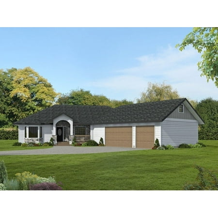 001-3167: Ranch Small & affordable 3 Bed, 4 Bath Luxury Home Plan, 2045 Sq Ft: Full Blueprints with License to Build by Home Plan Marketplace - Lesuto