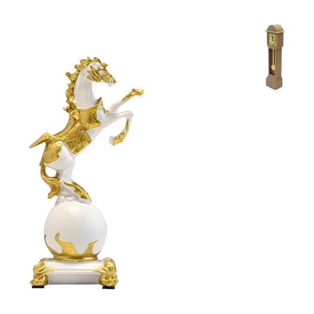 Estatua de caballo, figura de escritorio, miniatura, casa de muñecas, reloj de suelo, reloj clásico de abuelo, resina, material PLA, adecuado para reg