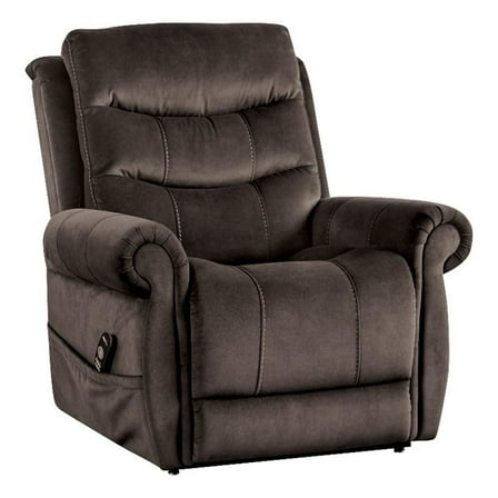 Furniture of America Sunbeam Fabric Power Lift Recliner in Dark Gray