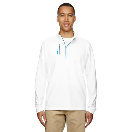 Adidas Bike Jacket - Adidas A195 Mens Quarter Zip Jacket -White/Brt Royal -Small