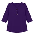 thumbnail image 5 of Kezqiaxn 3/4 Length Sleeve Womens Tops V-Neck Button Up Shirt Business Work Blouses Plus Size Clothes for Women, 5 of 6