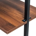 thumbnail image 3 of Noble House Kova 39" Metal Storage Wall Shelves, 3-Tier and 2-Tier Set with Hooks, Wooden Display Organizer, Walnut, 3 of 12