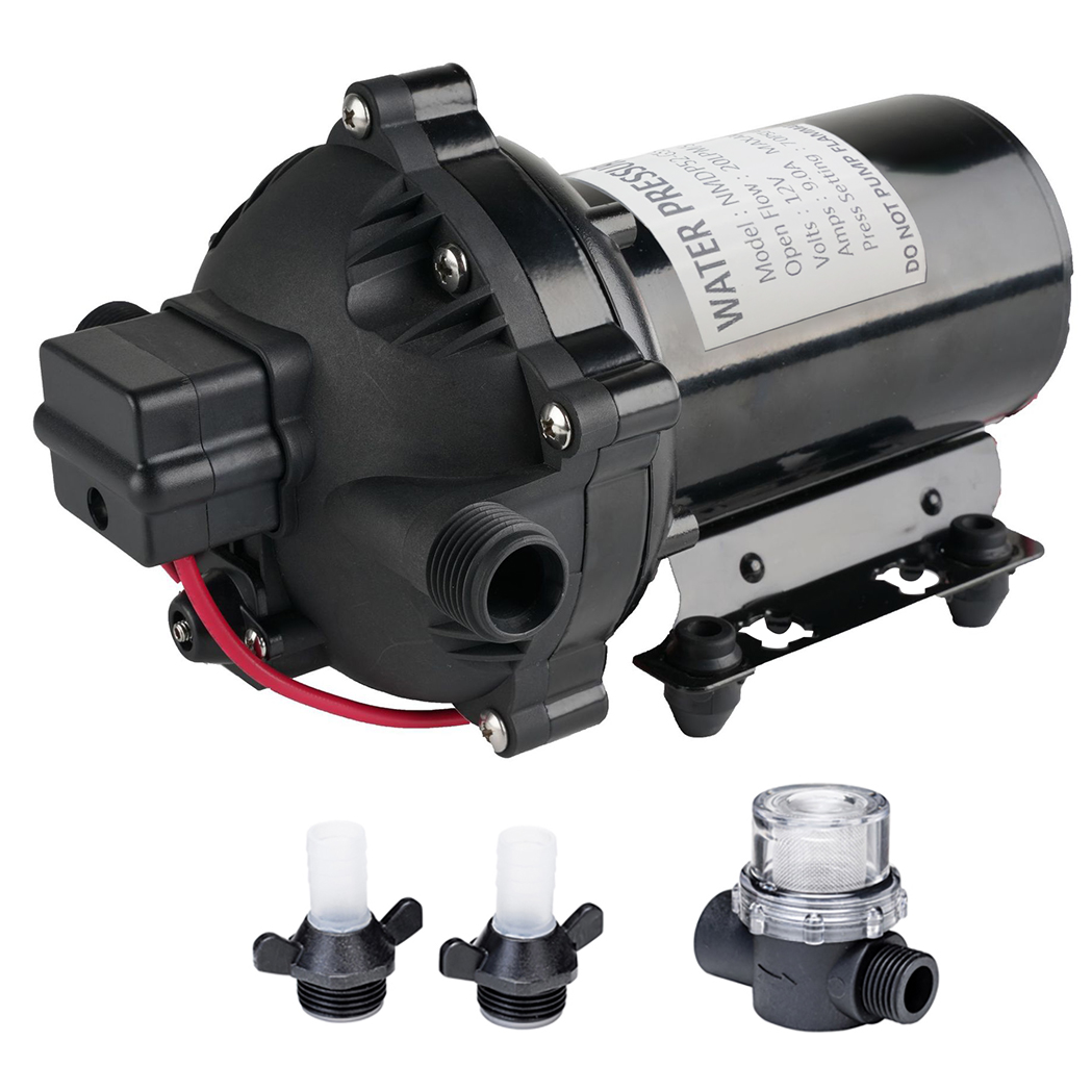 iMeshbean RV Water Pump 5.5 GPM 5.5 Gallons Per Minute 12V Water Pump Automatic 70 PSI Diaphragm Pump with 25 Foot Coiled Hose Washdown Pumps for Boats Caravan Rv Marine Yacht - image 1 of 7