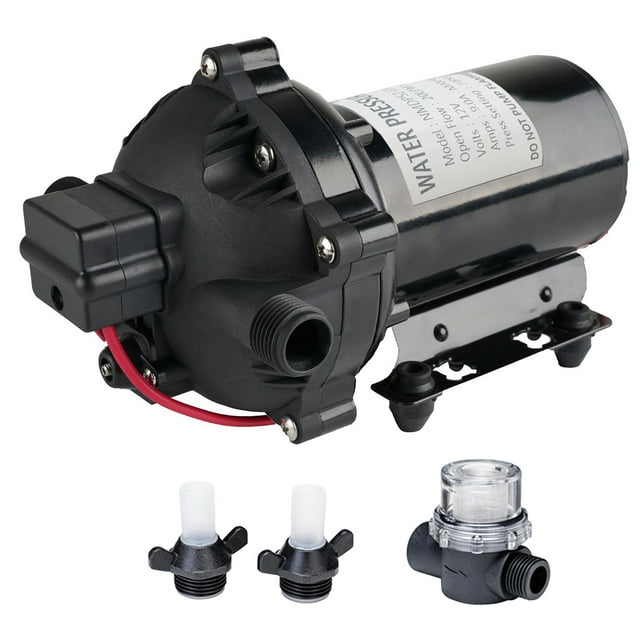 iMeshbean RV Water Pump 5.5 GPM 5.5 Gallons Per Minute 12V Water Pump Automatic 70 PSI Diaphragm Pump with 25 Foot Coiled Hose Washdown Pumps for Boats Caravan Rv Marine Yacht