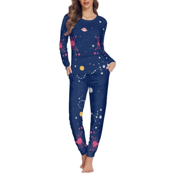 Renewold Women's Sleepwear Long Sleeve Top and Pants Pajama Set Lightweigth Thin Loungewear Cancer Print Pajamas Size 2XL