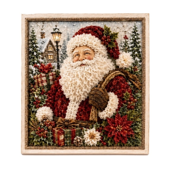 Voglyf 3D Christmas Fabric Poke Art Kit, Handmade Fabric Poke Art Kit, Poke Painting DIY Craft Set, Christmas Wall Picture Making Supplies, Festive Creative Handwork Decor Gift,Santa Claus