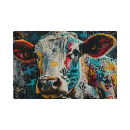 

Placemats Set of 4 / 6 Colorful Graffiti Cow Placemats for Dining Table Indoor/Outdoors Heat Resistant Washable Placemats 18 x 12