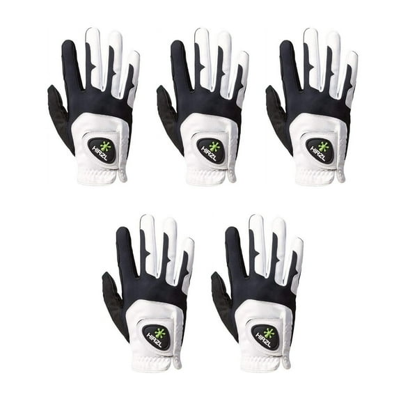 HIRZL Men Golf Gloves - Grippp Fit, Premium Leather, White/Black - Pack of 5