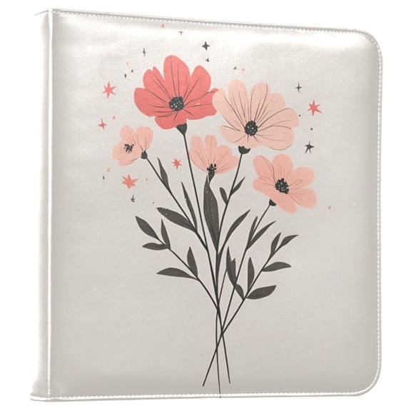 FORMRS 3 Ring Photo Album 4"x6" Self Adhesive Large Capacity PU Leather Cover, Pink Flower