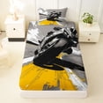 thumbnail image 3 of Castle Fairy Comic Sport Bike Twin Sheet Sets 3pcs for Teens, Gray Track Speed Bedding for Teen Bedroom, Gray Yellow, 3 of 6