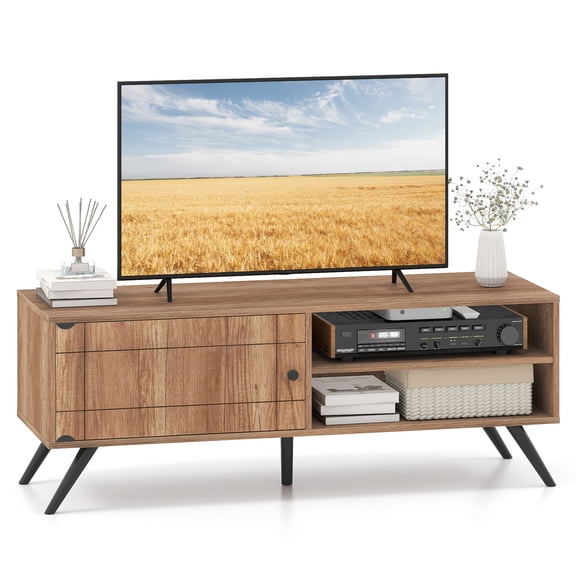 Gymax TV Stand for TVs up to 55'' Mid Century Entertainment Center w/ Storage Cabinet