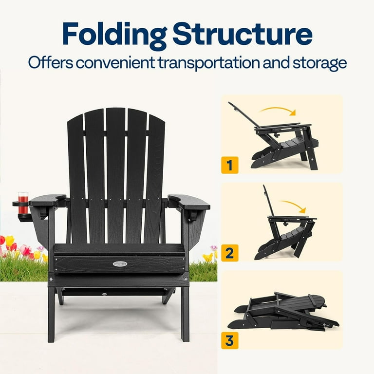 SPRCSTAR Folding Adirondack Chair, HDPE Weather Resistant