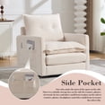 thumbnail image 4 of 360°Swivel Accent Chair, Upholstered 28''W Oversized Armchair, PAPROOS Barrel Chair Reading Armchair with Side Pockets & Cushion, Modern Accent Chair with Metal Base for Living Room Bedroom,Beige, 4 of 9