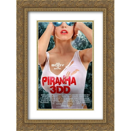Piranha 3DD 18x24 Double Matted Gold Ornate Framed Movie Poster Art