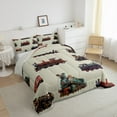 thumbnail image 3 of Manfei Retro Train Full Size Comforter Sets,Colorful Train Tracks Bedding Comforter Set,Transportation Car Bedding Sets For Child,Ultra Soft Home Decor Reversible,3-Piece, 3 of 8