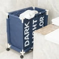 thumbnail image 3 of ROMUCHE Rolling Laundry Basket 3 Section Dirty Clothes Basket with Wheels Large Laundry Hamper Clothes Storage Freestanding Cart for Toy Organization Clothes in Bedroom Bathroom Laundry(Blue), 3 of 9