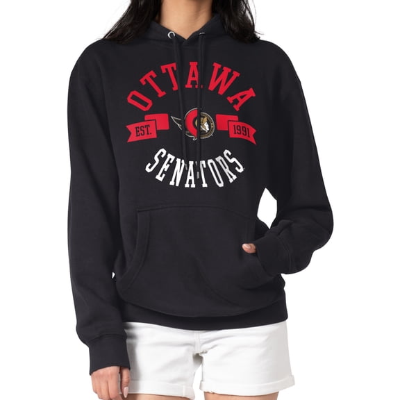 Women's G-III 4Her by Carl Banks Black Ottawa Senators City Graphic Fleece Pullover Hoodie