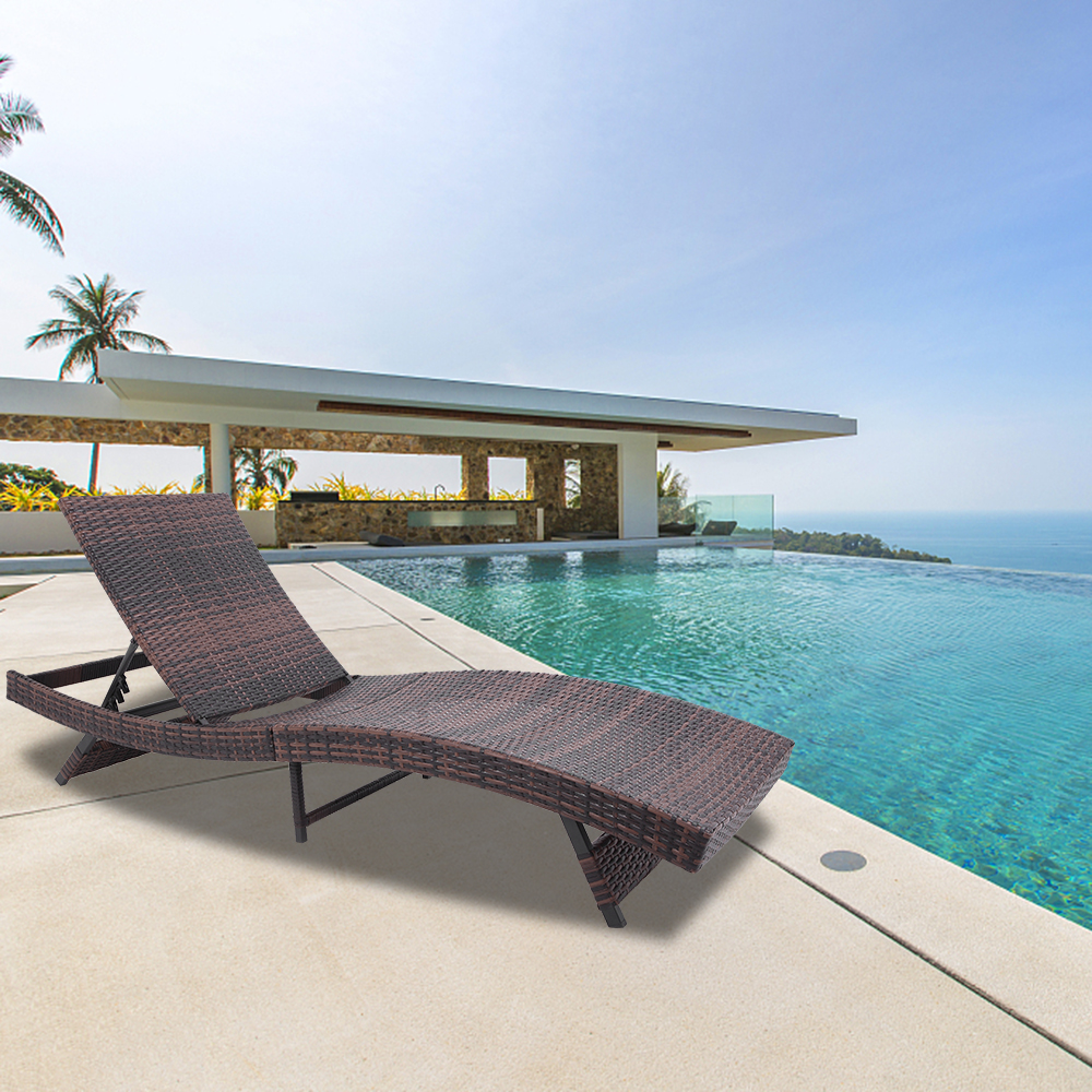 Kepooman Outdoor Wicker Chaise Lounge Chair, S Style Patio Chaise Lounge Embossing Vines Chaise, Portable Recliner Chaise Chairs for Beach Yard Pool -1 Pack, Brown Kepooman Outdoor Wicker Chaise Lounge Chair, S Style Patio Chaise Lounge Embossing Vines Chaise, Portable Recliner Chaise Chairs for Beach Yard Pool -1 Pack, Brown