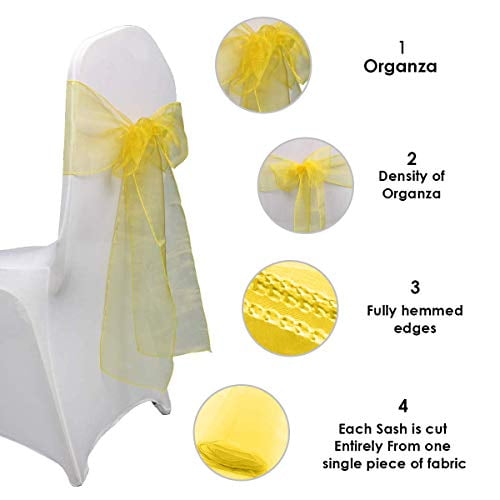 17cm x 280cm Organza Sashes Chair Cover Fuller Bows Wedding Party Decor 1-100pcs 