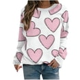 thumbnail image 1 of VALMASS Chandails en Molleton de la Saint-Valentin pour Femmes Graphique Manches Longues Col Rond Hauts Mode Décontractée Pull Ample Blouses (m, Blanc-E), 1 of 4
