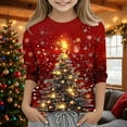 thumbnail image 2 of Atogsazn Kids Girls Christmas 3/4 Sleeve Shirt Children Crew Neck Loose Fit Blouse Pullover Tops Clothing 04-Red 5-6 Years Fashion, 2 of 5