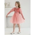 thumbnail image 3 of SILVERCELL 2-7T Toddler Baby Girls Christmas Velvet Dresses Casual Puff Sleeve Tulle Tutu Dress Sequins Stars Party Dresses, 3 of 7