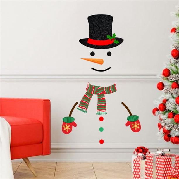 Ganfancp Nueva Navidad Muñeco de Nieve Pegatinas para Puertas de Dormitorio y Decoración Del Hogar Pegatinas de Pared Liquidación Ventas Hoy Ofertas Prime 1X Navidad Simple Caricatura Muñeco de Nieve