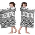thumbnail image 4 of Black and White Geometric Boho Pattern Hooded Bath Towel，50"x30" for Ages 3 To 12 Kids, Quick Dry Lightweight Soft Microfiber Hood Beach Towel Cover Up for Kids, 4 of 7