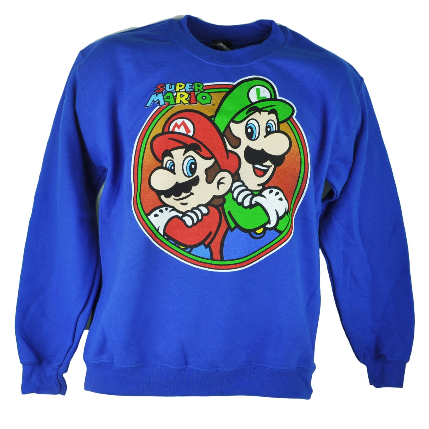 Super Mario Brothers Luigi Graphic Video Game Blue Sweatshirt Sweater Men Small