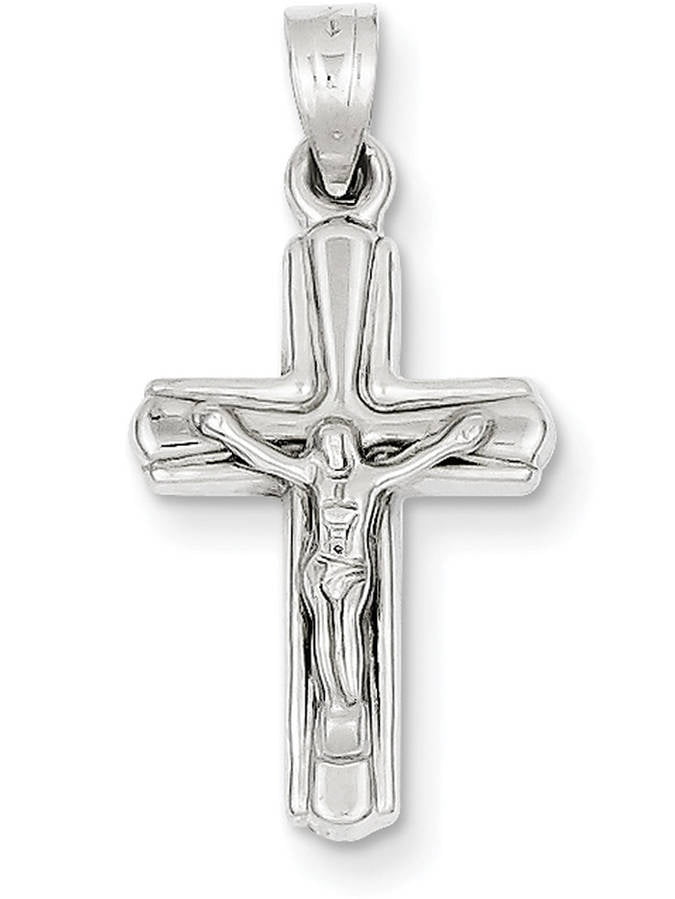 10k White Gold Reversible Crucifix/Cross Pendant