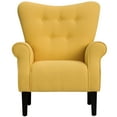 thumbnail image 2 of Aukfa Modern Accent Chair,Wing Back Armchair for Living Room,Club Chair Roll Arm Single Sofa with Wooden Legs,Yellow, 2 of 10