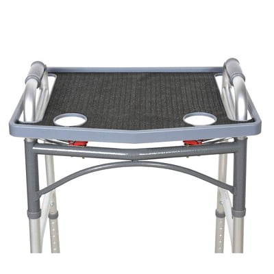 Support Plus Walker Tray Table - Mobility Table Tray for Walker, Non Slip Walker Tray Mat, Walker Accessories Mat, Cup Holder for Walker (21"x16") - Black