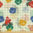 thumbnail image 2 of Ambesonne Floral Fabric by the Yard Upholstery, Colorful Pansy Flowers Art, 5 Yards, Forest Green Persian Blue, 2 of 5