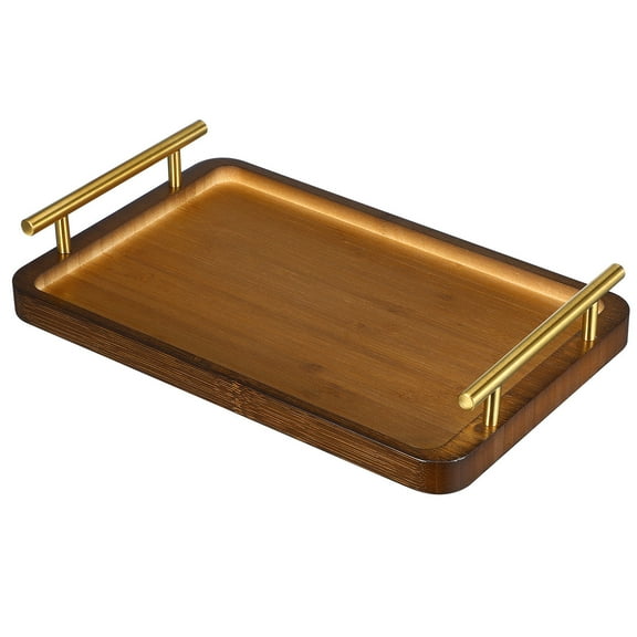 Homoyoyo Wooden Serving Tray with Handles, Sturdy Light Brown Wood, Ideal for Home, Kitchen, Entertaining and Serving