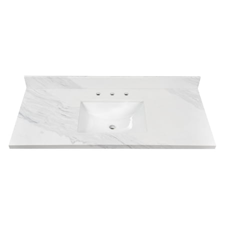 Kingston Brass KVPB4922W38CL Mayorca 49-Inch Quartz Vanity Top (8" Faucet Drillings) in Quartz White