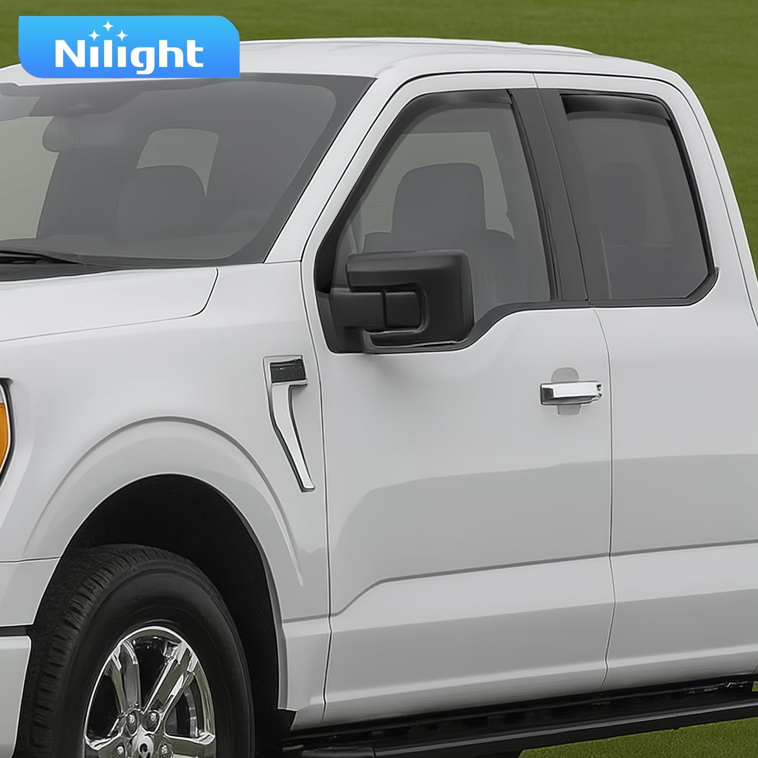 Nilight in-Channel Rain Guards for Ford F150 2021 2022 2023 2024 Super Cab, F250 F350 F450 F550 2023 2024 Super Duty Super Cab,Vent Window Visors, Original Window Deflectors-4PCS