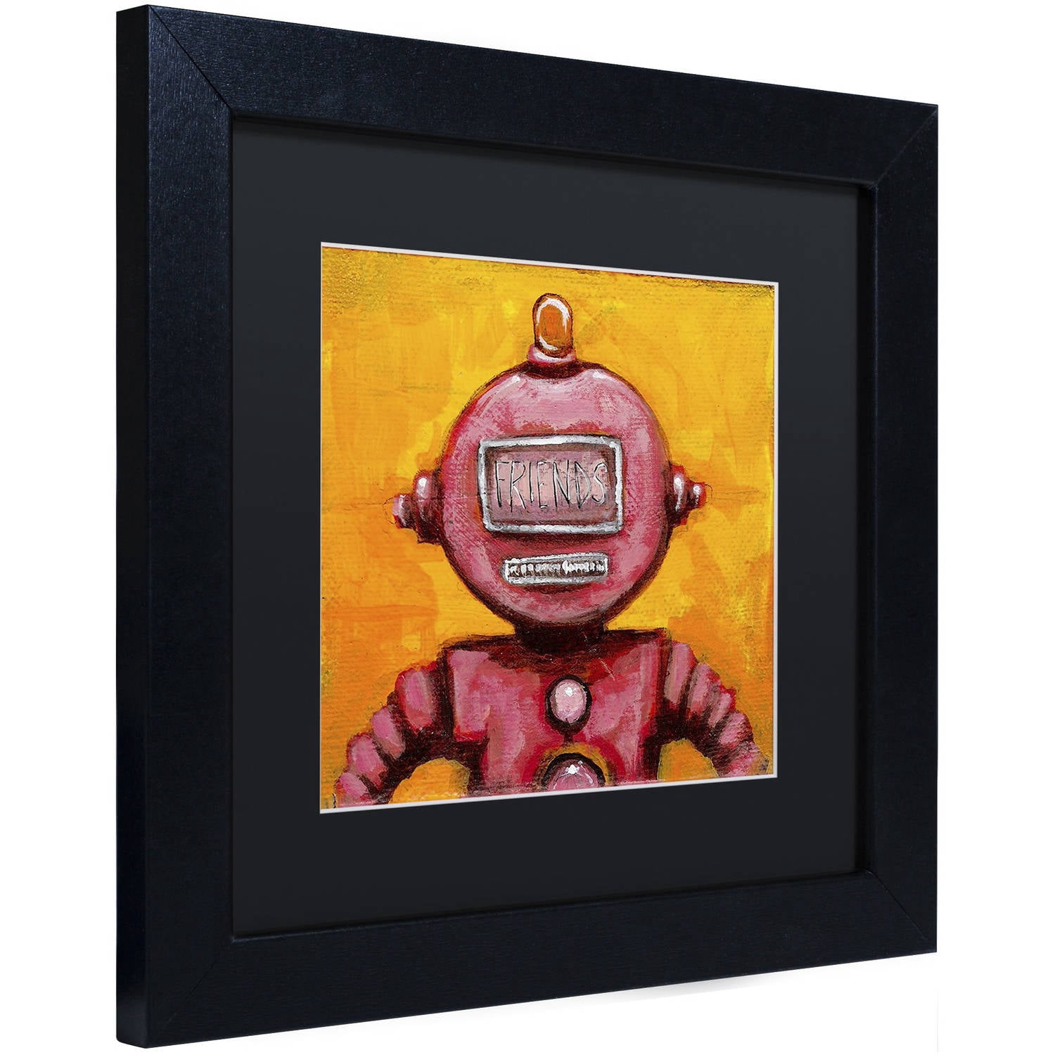 Trademark Fine Art 'Weebot-Friends' Canvas Art by Craig Snodgrass, Black Matte, Black Frame