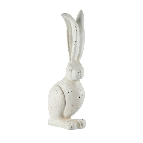 CC Home Furnishings Medium Weathered Style Rabbit Outdoor Garden Statue - 24" - White