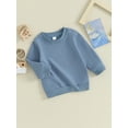 thumbnail image 4 of Musuos Toddler Baby Boys Sweatshirts 6 12 18 24M 3T Long Sleeve Crewneck Solid Color Pullover Fall Tops, 4 of 9