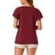 thumbnail image 3 of Camiseta de dormir para mujeres INSPIRE CHIC, camiseta de manga corta, suave, de punto, con cuello en V y volantes, pijama rojo M, 3 of 6