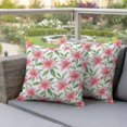 thumbnail image 3 of Outdoor Pillow Covers Pack of 2, Pink Lily Pastoral Floral Leaf Waterproof Throw Pillowcase Cushion Cases, Summer Watercolor Flower Decorative Pillow Cover for Couch Sofa Home Bed Patio, 3 of 9