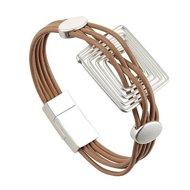 Pulsera multicapa de cuero con Cierre magnético Sunnimix