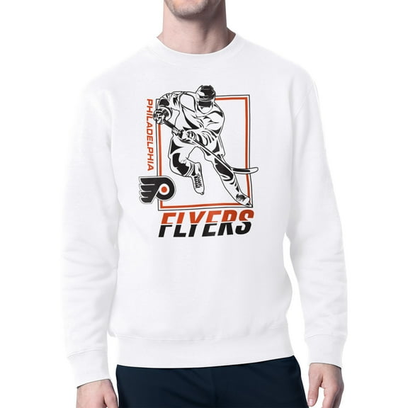 Men's Starter White Philadelphia Flyers Player Grid Fleece Pullover Sweatshirt