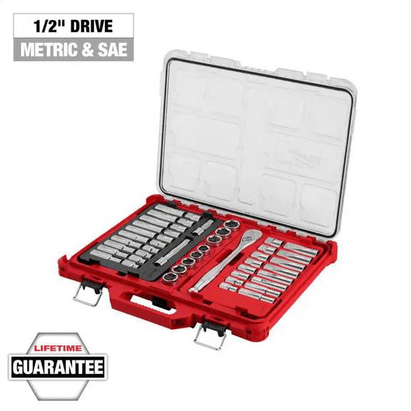 Milwaukee 48-22-9487 47pc 1/2" Drive Ratchet & Socket Set, PACKOUT Compatible