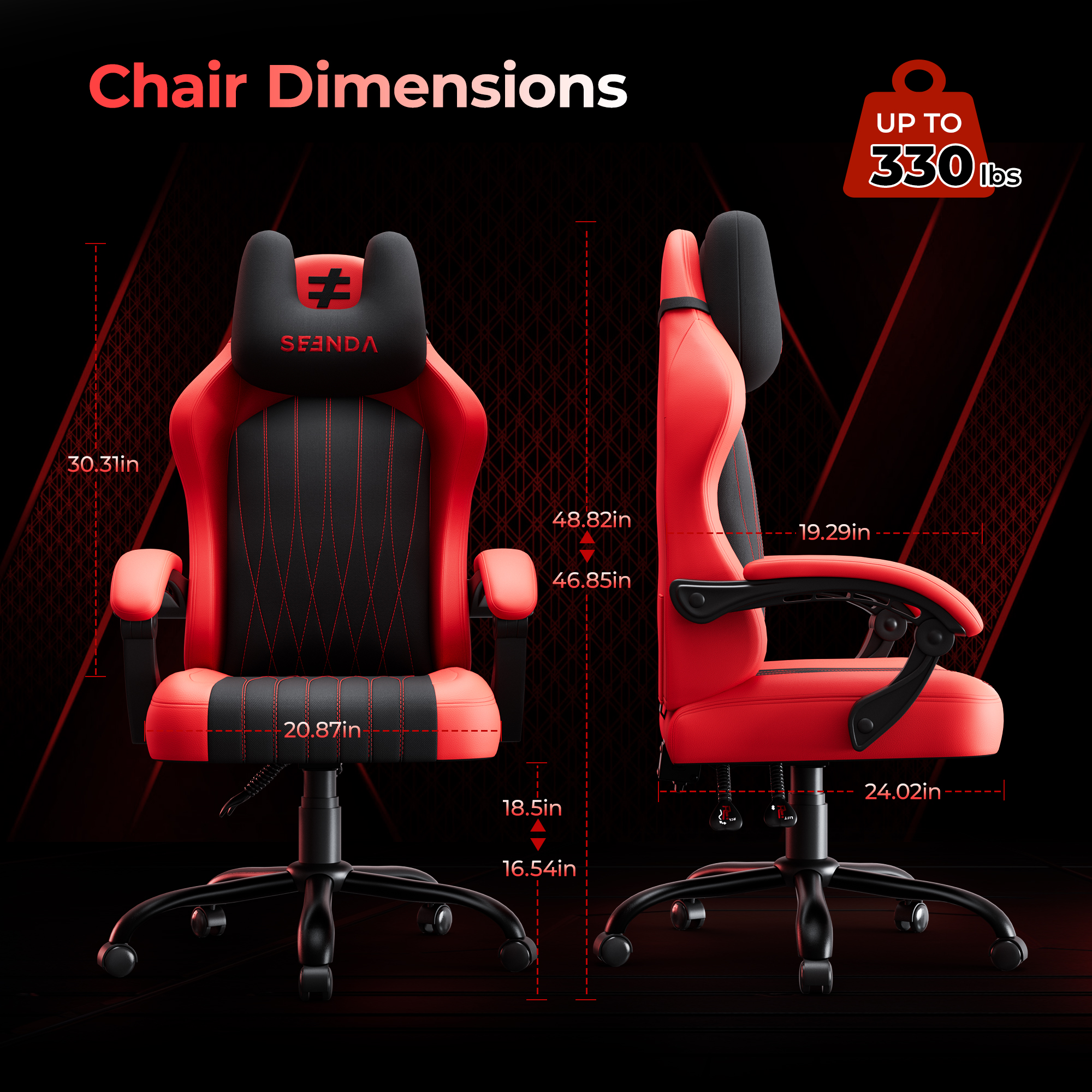 Seenda Gaming Chair, Fabric Comfy Video Gaming Chair, High Back Computer Chair, Adjustable Swivel Office Desk Chair with Headrest and Lumbar Support