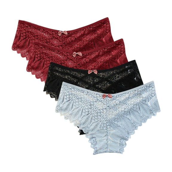 Kmdttou Women's Plus Size Underwear Sexy Lace High Cut Panties Comfort Bikini Panty Stretch Underpants Breathable Ladies Briefs (Available in Plus Size) Blue-2XL