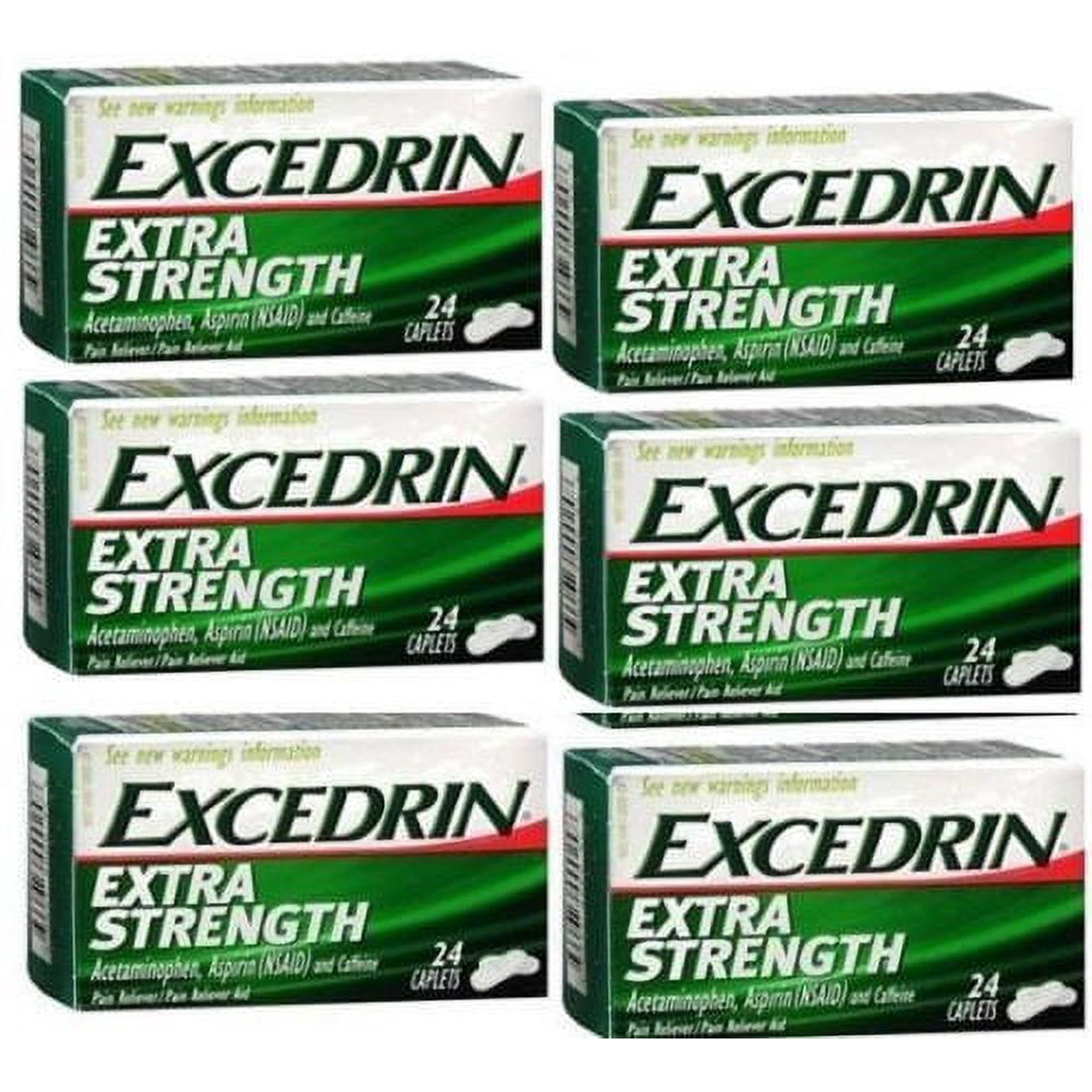 Excedrin Pain Relief Caplets, Extra Strength 24 ea (Pack of 6)