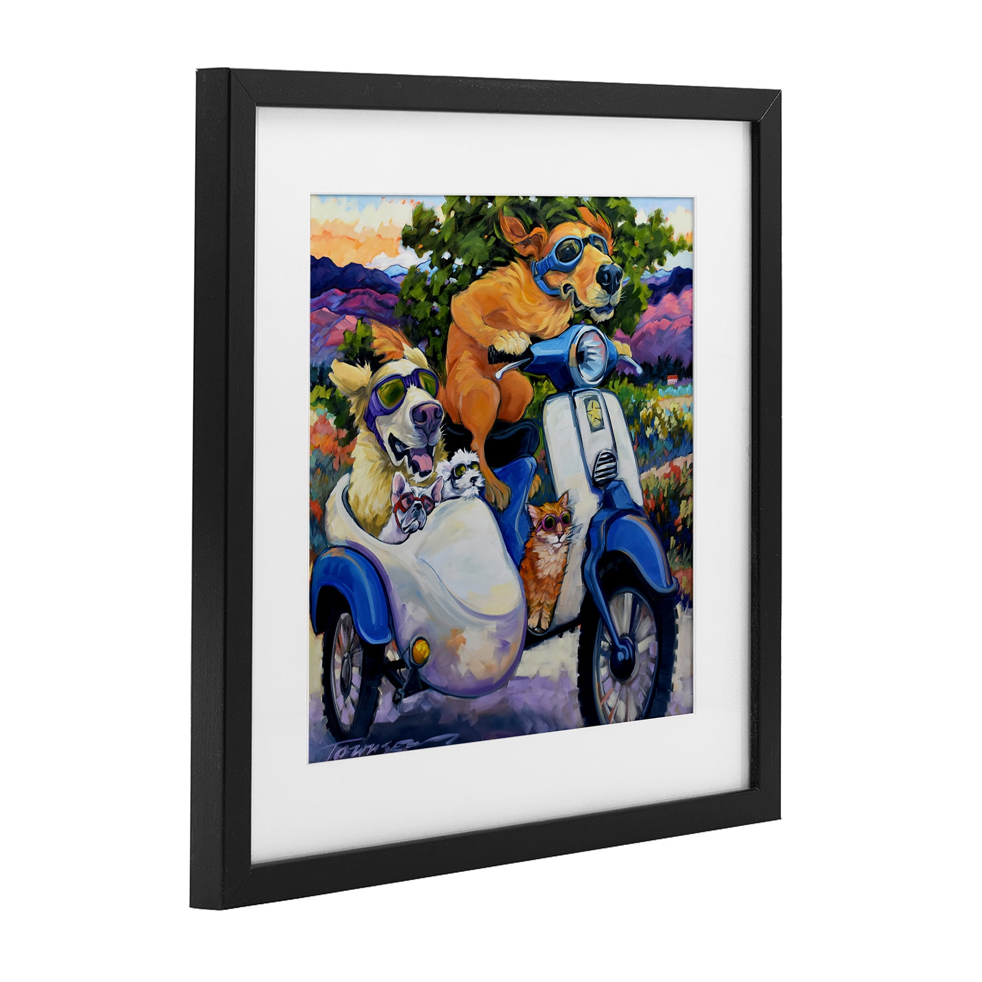 Stupell Industries All Doggled Up Sidecar Black Framed Print Under Glass, design by CR Townsend